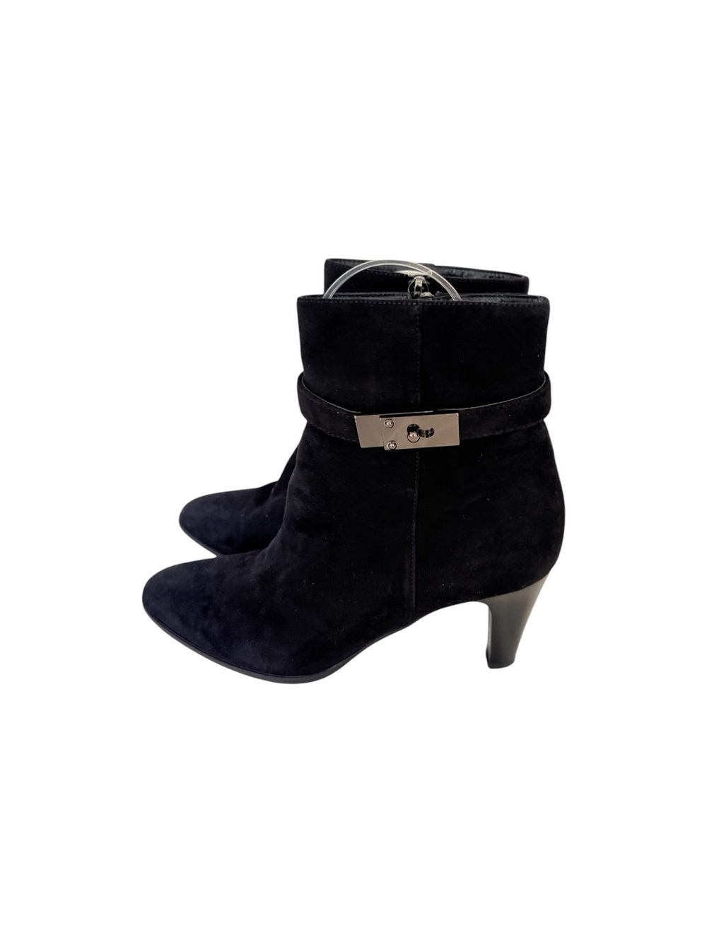 Aquatalia Women's Black Leather Sculpted Heel Ankle Booties. Size 9M